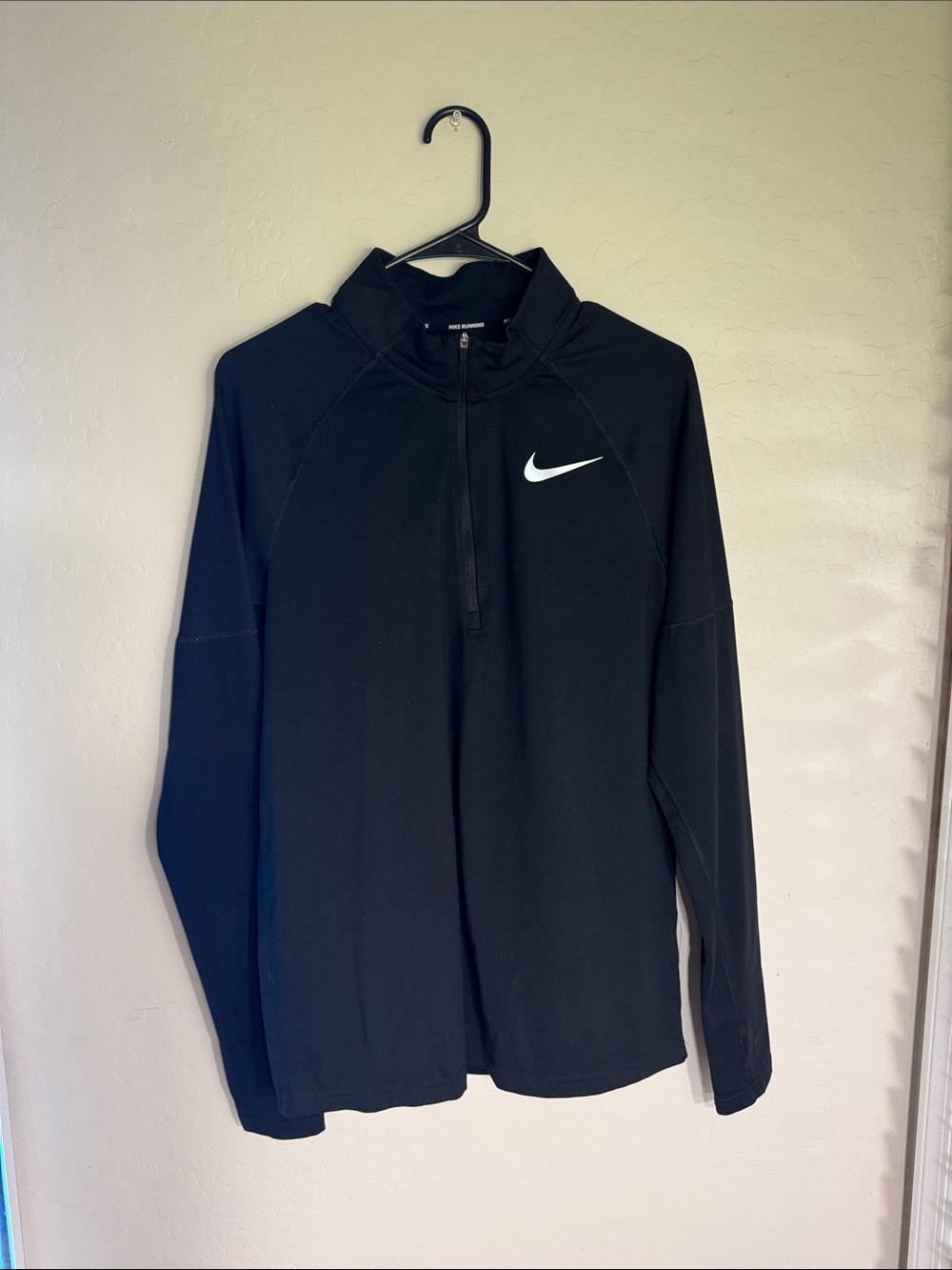 Nike Black Long-Sleeve Quarter-Zip Pullover with White Swoosh
